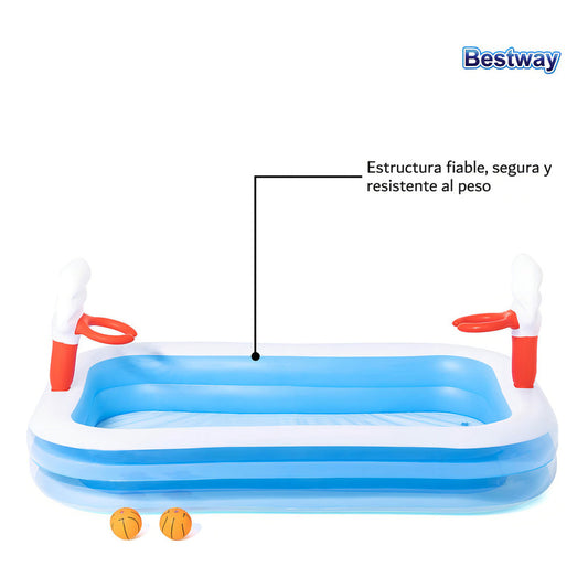 Alberca Inflable Infantil Bestway De Basketball 251 cm Piscina Azul