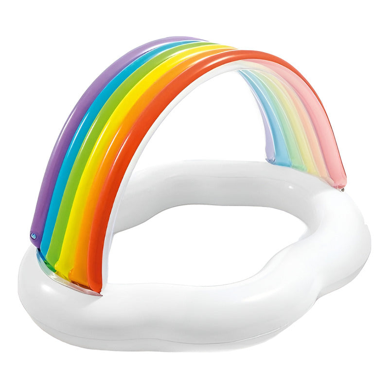 Alberca Inflable Nube con Techo Arcoíris – Diversión y Protección para los Pequeños!