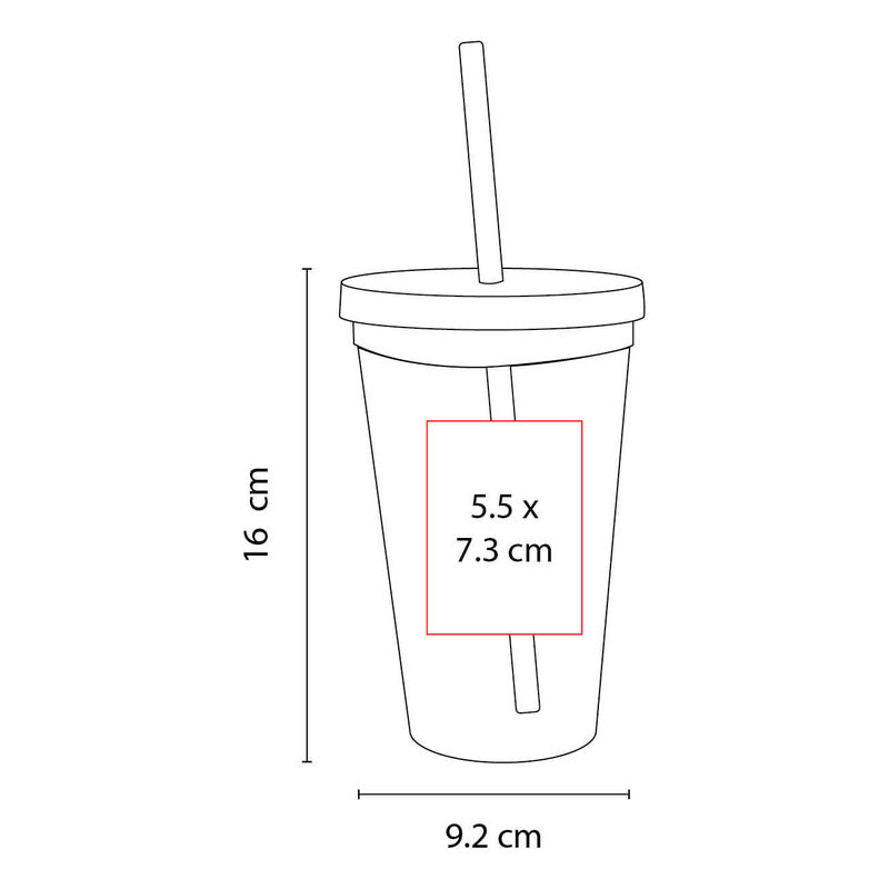 Vasos Doble Pared con Tapa y Popote – 500ml | Pack de 24 pzas
