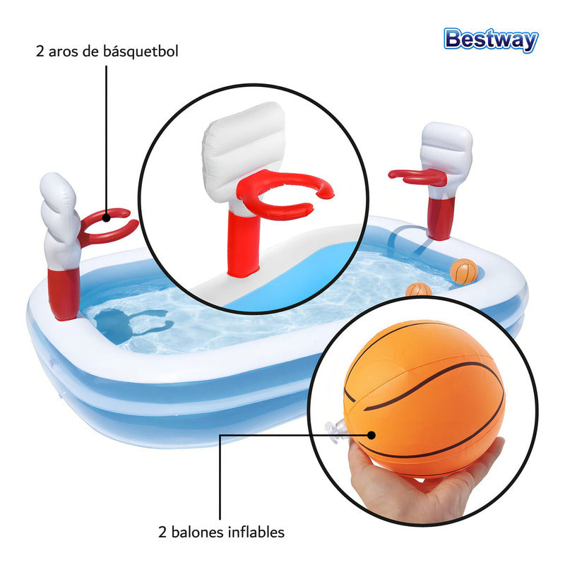 Alberca Para Niños Inflable Juego Acuatico 251cm Bestway Color Azul/blanco