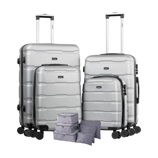 Juego de 4 Maletas de Viaje Rígidas con Ruedas 360° + 6 Bolsas de Viaje Organizadas | Alta Durabilidad y Seguridad