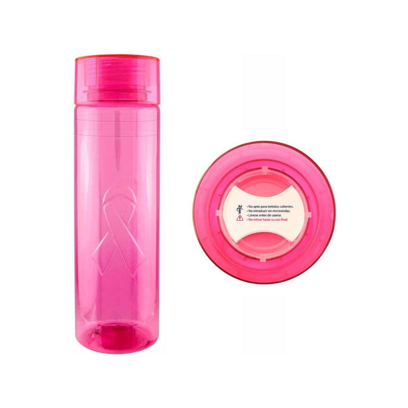 Cilindro Rosa con Listón | Lucha Contra el Cáncer de Mama | 100 Pzas | Vaso de Plástico 27oz