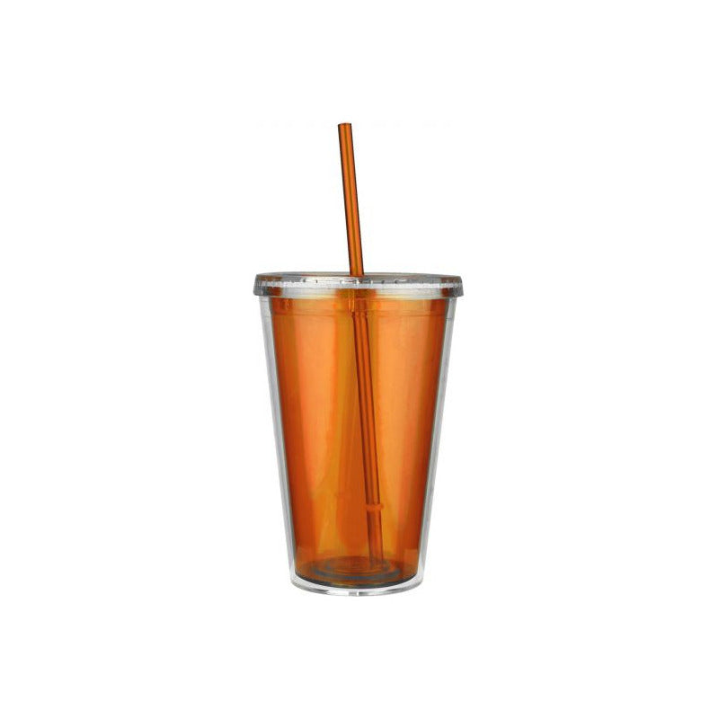 Vasos Doble Pared con Tapa y Popote – 500ml | Pack de 24 pzas