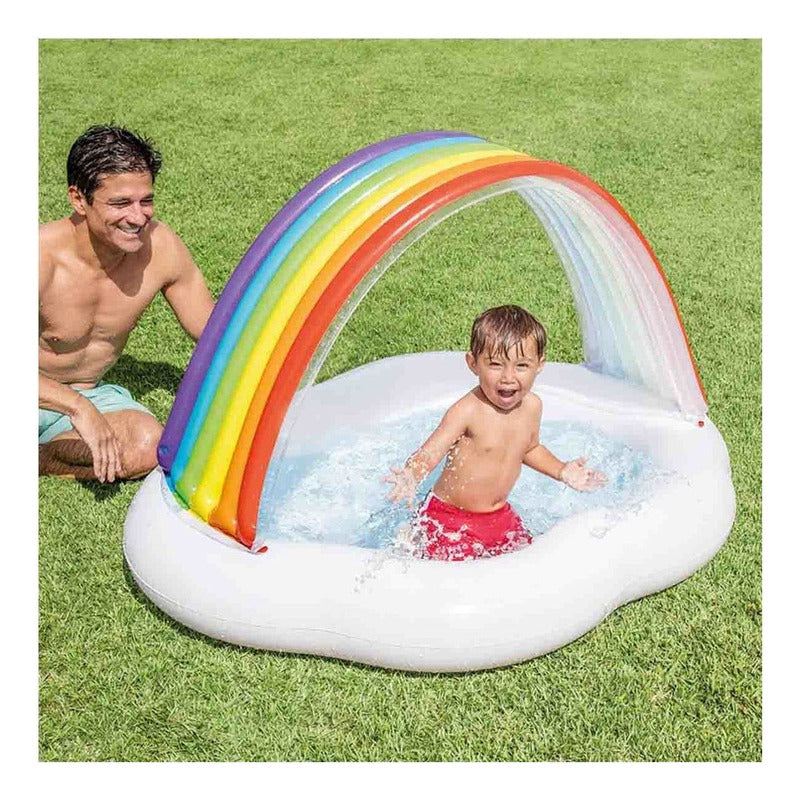 Alberca Inflable Nube Techo Arcoiris De Bebe Hogar Intex blanco