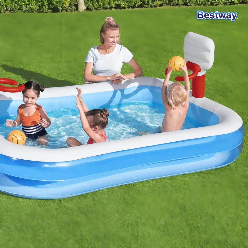Alberca Inflable Infantil Bestway De Basketball 251 cm Piscina Azul