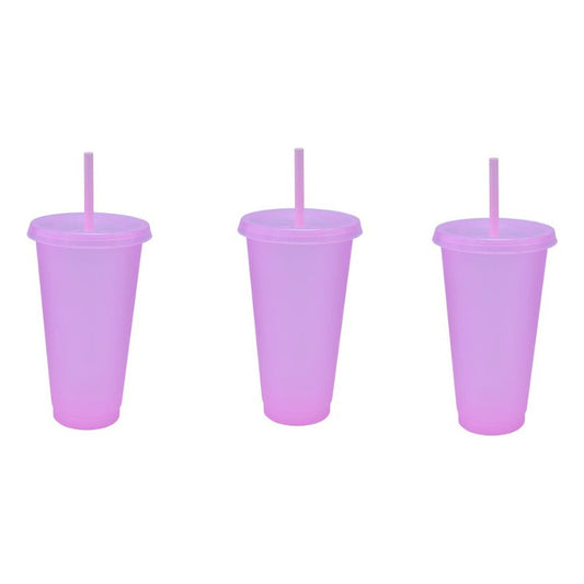 Vaso de Plástico con Popote Rosa Pastel – ¡Ideal para tus Eventos!