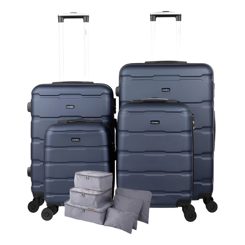 Juego de 4 Maletas de Viaje Rígidas con Ruedas 360° + 6 Bolsas de Viaje Organizadas | Alta Durabilidad y Seguridad