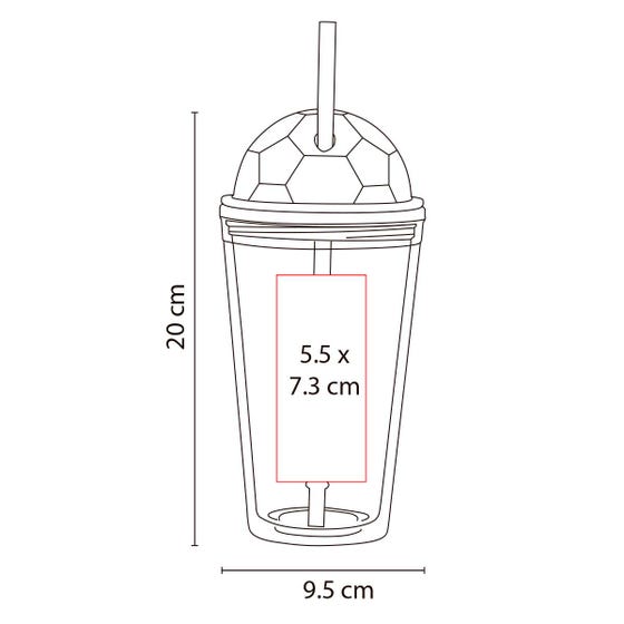Vaso Futbolero Doble Pared con Popote 500ml | Paquete 100 pzas