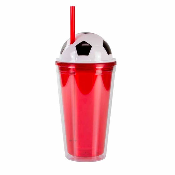 Vaso Futbolero Doble Pared con Popote 500ml | Paquete 100 pzas