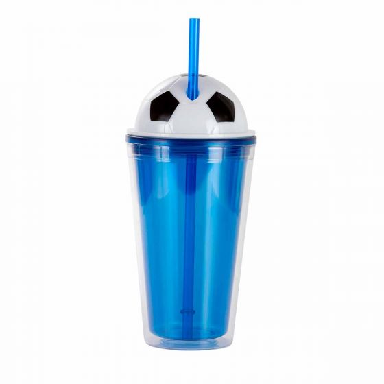 Vaso Futbolero Doble Pared con Popote 500ml | Paquete 100 pzas