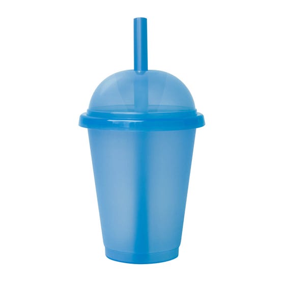 Vaso de Plástico con Tapa Domo y Popote Ancho 500 ml (17 Oz) | Paquete 50 pzas | Marca 2DRINK