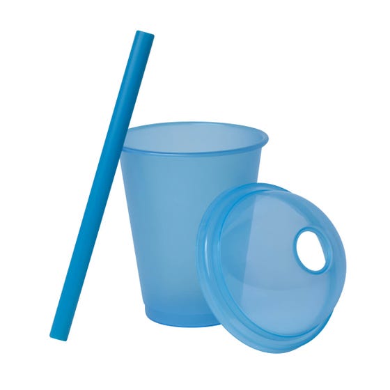 Vaso de Plástico con Tapa Domo y Popote Ancho 500 ml (17 Oz) | Paquete 50 pzas | Marca 2DRINK