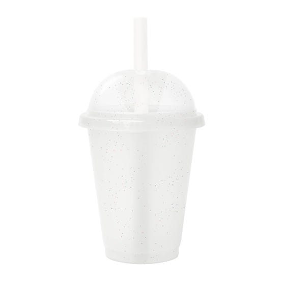 Vaso de Plástico con Tapa Domo y Popote Ancho 500 ml (17 Oz) | Paquete 50 pzas | Marca 2DRINK