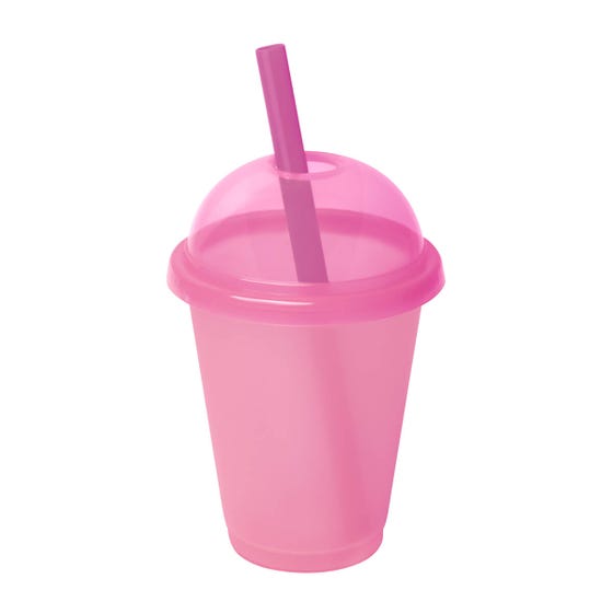 Vaso de Plástico con Tapa Domo y Popote Ancho 500 ml (17 Oz) | Paquete 50 pzas | Marca 2DRINK