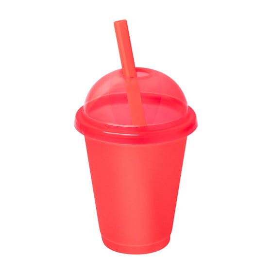 Vaso de Plástico con Tapa Domo y Popote Ancho 500 ml (17 Oz) | Paquete 50 pzas | Marca 2DRINK