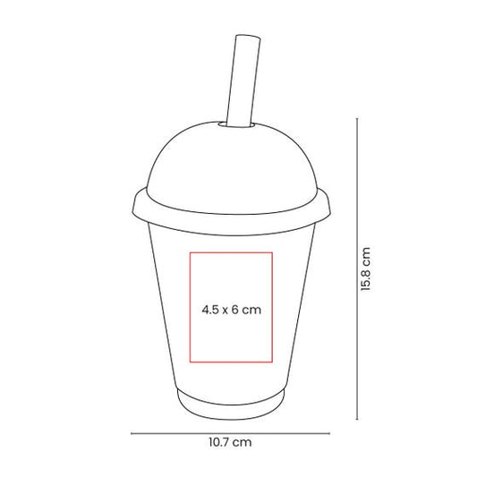 Vaso de Plástico con Tapa Domo y Popote Ancho 500 ml (17 Oz) | Paquete 50 pzas | Marca 2DRINK